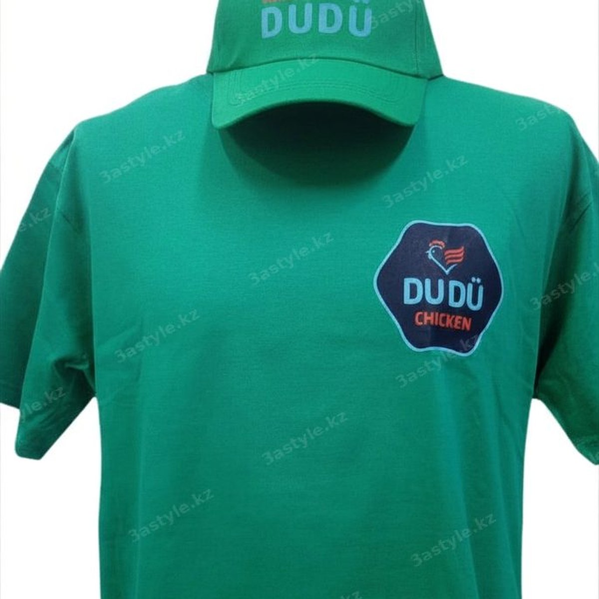 Зелёное поло с вышивкой логотипа DUDU Chicken